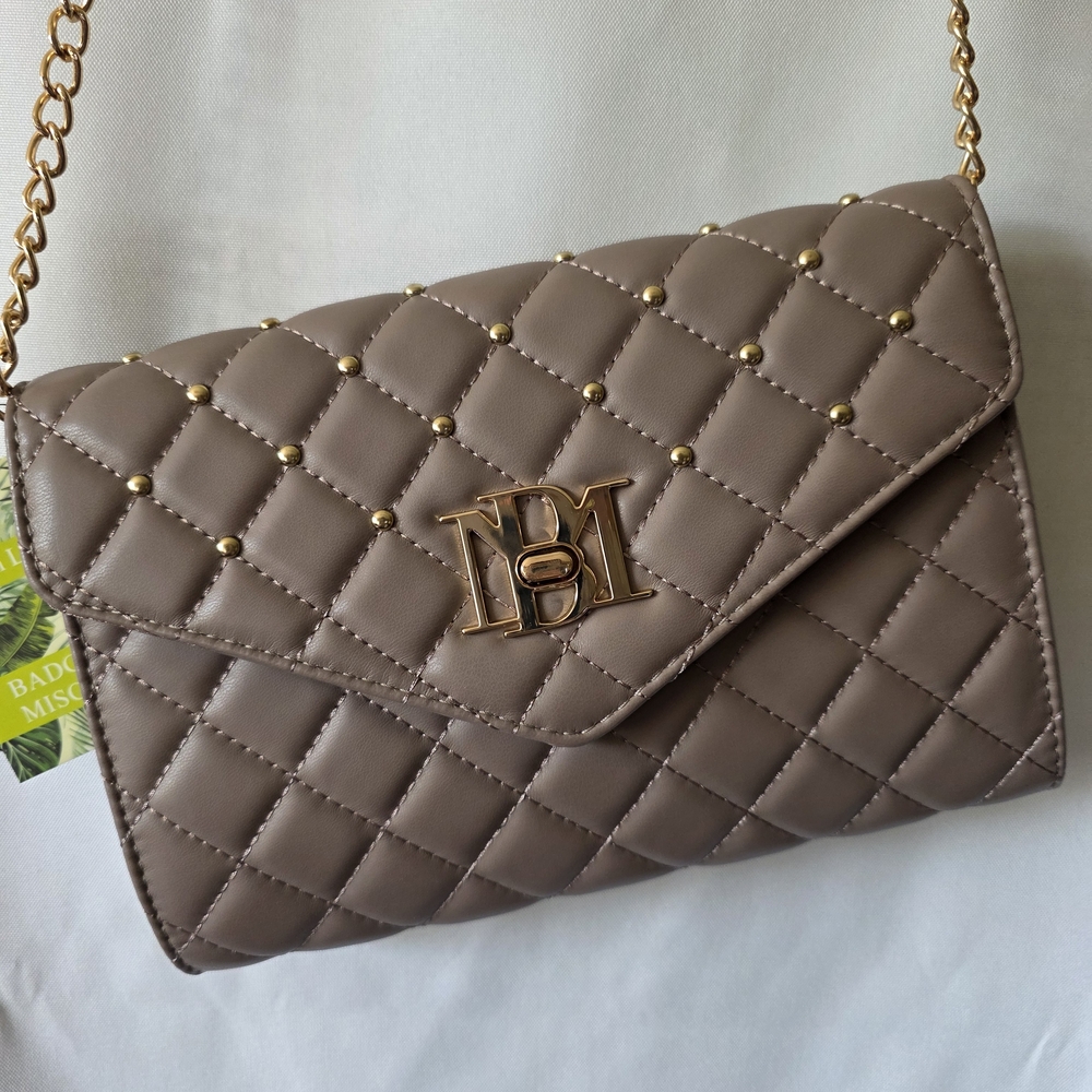 Badgley Mischka Quilted Tan Shoulder Bag